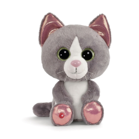 Graue Plüsch-Katze Felinja von Nici, 25 cm groß, süße Glubschaugen und weiches Fell.