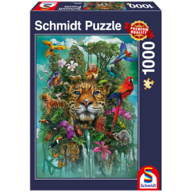 Puzzle König des Dschungels mit 1000 Teilen, detailreiches Motiv eines majestätischen Löwen.