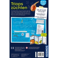 Experimentierkasten zum Züchten von Triops mit verschiedenen Utensilien und Anleitung.