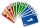 Kartenspiel Skip-Bo mit bunten Karten und Spielanleitung.