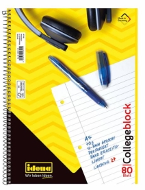 Collegeblock A4, liniert, mit 80 Blatt und FSC MIX-Zertifizierung.