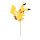 Gelber Folienballon in Form eines Pikachu, luftgefüllt und am Papierstab befestigt.