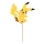 Gelber Folienballon in Form eines Pikachu, luftgefüllt und am Papierstab befestigt.