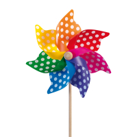 Bunte Windmühle mit Punktmuster, 45 cm Durchmesser...
