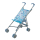 Blauer Puppenbuggy mit zusammenklappbarer Funktion, einer Schiebehöhe von 55cm und einem Aufbaumass von 26,5x55x41cm.