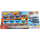 Rotes Hot Wheels 2-in-1 Rennbahn Transporter mit integrierter Rennstrecke und Platz für bis zu 14 Fahrzeuge.