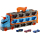 Rotes Hot Wheels 2-in-1 Rennbahn Transporter mit integrierter Rennstrecke und Platz für bis zu 14 Fahrzeuge.