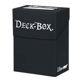 Schwarze Ultra Pro Deck Box zur sicheren Aufbewahrung von Trading Cards mit praktischem Verschluss.