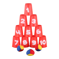 Ballwurfspiel mit 10 Bechern und 3 Bällen für drinnen und draußen