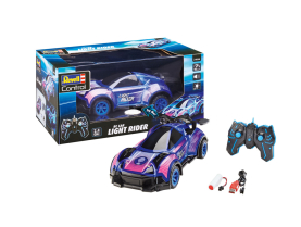 Silbernes RC-Auto Light Rider im Maßstab 1:16 mit LED-Lichtern und Fernbedienung.