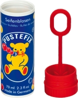 Große Pustefix-Seifenblasenflasche mit 70ml Inhalt und klassischem Design.