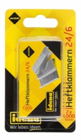 Verzinkte Heftklammern 24/6, 2 x 1.000 Stück für den Bürobedarf.