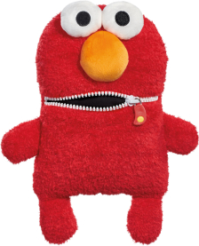 Plüschiger Sorgenfresser Elmo aus der Sesamstraße, 27 cm groß mit bunten Details.