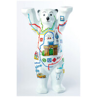 Blauer Stoffbär mit Comic-Netz-Muster und einer...