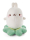 Plüschiger Molang-Hase auf einem Kleeblatt, 12 cm groß.