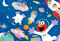 Puzzle Sesamstraße im Weltall mit 6 Teilen für Kinder.
