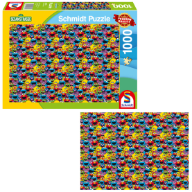 Buntes Puzzle mit Sesamstraße-Motiv und 100 Teilen.