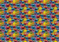 Buntes Puzzle mit Sesamstraße-Motiv und 100 Teilen.
