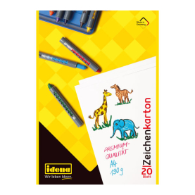 Weißes Zeichenkarton A4 mit 2 Blatt, 19g und FSC Mix Zertifizierung.
