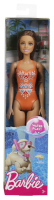 Barbie-Beach-Puppe im Sortiment, verschiedene Designs mit bunten Badeanzügen und weichen Haaren.