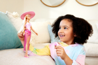 Barbie Strandtag Puppe in buntem Badeanzug und Sonnenhut,...