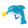 Seifenblasenpistole in Form eines Delphins mit pinken und blauen Details