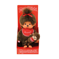 Rosa Mädchen Monchhichi Puppe mit rosa Schleife und...