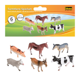 Figurenset mit Farmtieren, bestehend aus sechs Spielfiguren in 15 cm Größe.
