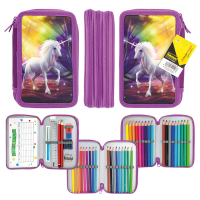 Idena Federmappe Triple mit Einhorn-Motiv, 47-teilig in...