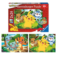 Puzzle mit 2x24 Teilen - Pokémon Pikachu und seine...