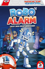 Spiel Robo Alarm für Kinder mit spannender Roboterverfolgungsjagd und elektronischem Alarm.