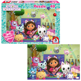 40-teiliges Puzzle Gabbys Dollhouse Partyspaß mit buntem Motiv und stabilen Puzzleteilen.