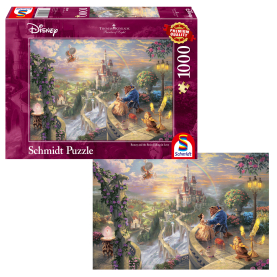 Puzzle Disney Die Schöne und das Biest mit 1000 Teilen und detailreicher Abbildung der Filmcharaktere.