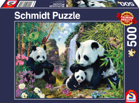 Puzzle mit Pandafamilie am Wasserfall, 500 Teile.