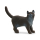 Graue Katzenfigur aus Kunststoff mit realistischem Design und detaillierter Fellstruktur.