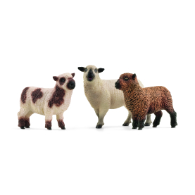 Schleich Farm World Schaffreunde Figurenset mit Schaf, Lamm und Schäferhund in realistischem Design aus Kunststoff.