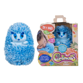 Blauer Plüsch-Dachs mit gestreiftem Bauch und niedlichen Kulleraugen.
