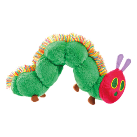 Plüschfigur der Raupe Nimmersatt, 28cm groß, bunt gestreift und extra weich.