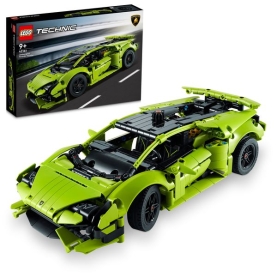 Rotes LEGO Technic Lamborghini Huracan Modellauto mit detailliertem Design und realistischer Funktionen.