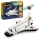 Blaues LEGO Creator Spaceshuttle Spielzeug-Set, bestehend aus Raumschiff, Astronautenfigur und Raketenantrieb.