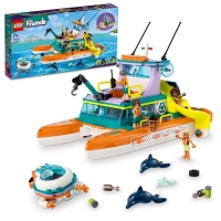 Rotes LEGO Friends Seerettungsboot mit drehbarem...