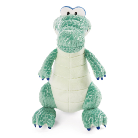 Grüner Plüsch-Krokodil mit gestickten Augen und einer Länge von 27cm.