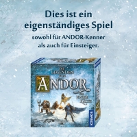 Fantasy-Brettspiel Die Legenden von Andor: Die Ewige Kälte mit winterlichem Artwork und spannendem Spielverlauf