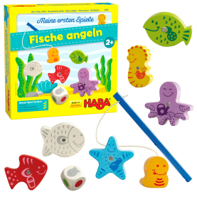 Lernspiel Meine ersten Spiele - Fische angeln von Haba mit bunten Fischen und Angel - ideal für Kleinkinder geeignet.