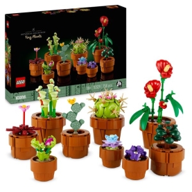 Buntes Set aus LEGO Mini Pflanzenfiguren für kreative Dekorationen in Miniaturgröße.