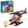 Feuerwehrhubschrauber von LEGO City mit drehbarem Rotor und Feuerwehrmann-Figur.