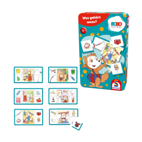 Spiel Was gehört dazu? von Bobo Siebenschläfer mit bunten und kindgerechten Illustrationen.