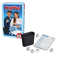 Weiße Metallguss Kniffel-Würfel in einer...