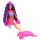 Barbie Meerjungfrau Puppe in blauem Bikini mit glitzerndem Fischschwanz und pinkem Haar.