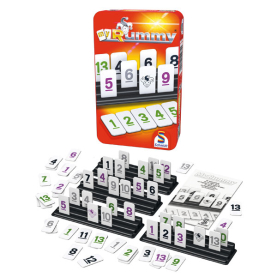 Gesellschaftsspiel My Rummy mit bunten Spielsteinen, Anleitung und praktischer Aufbewahrungsbox.